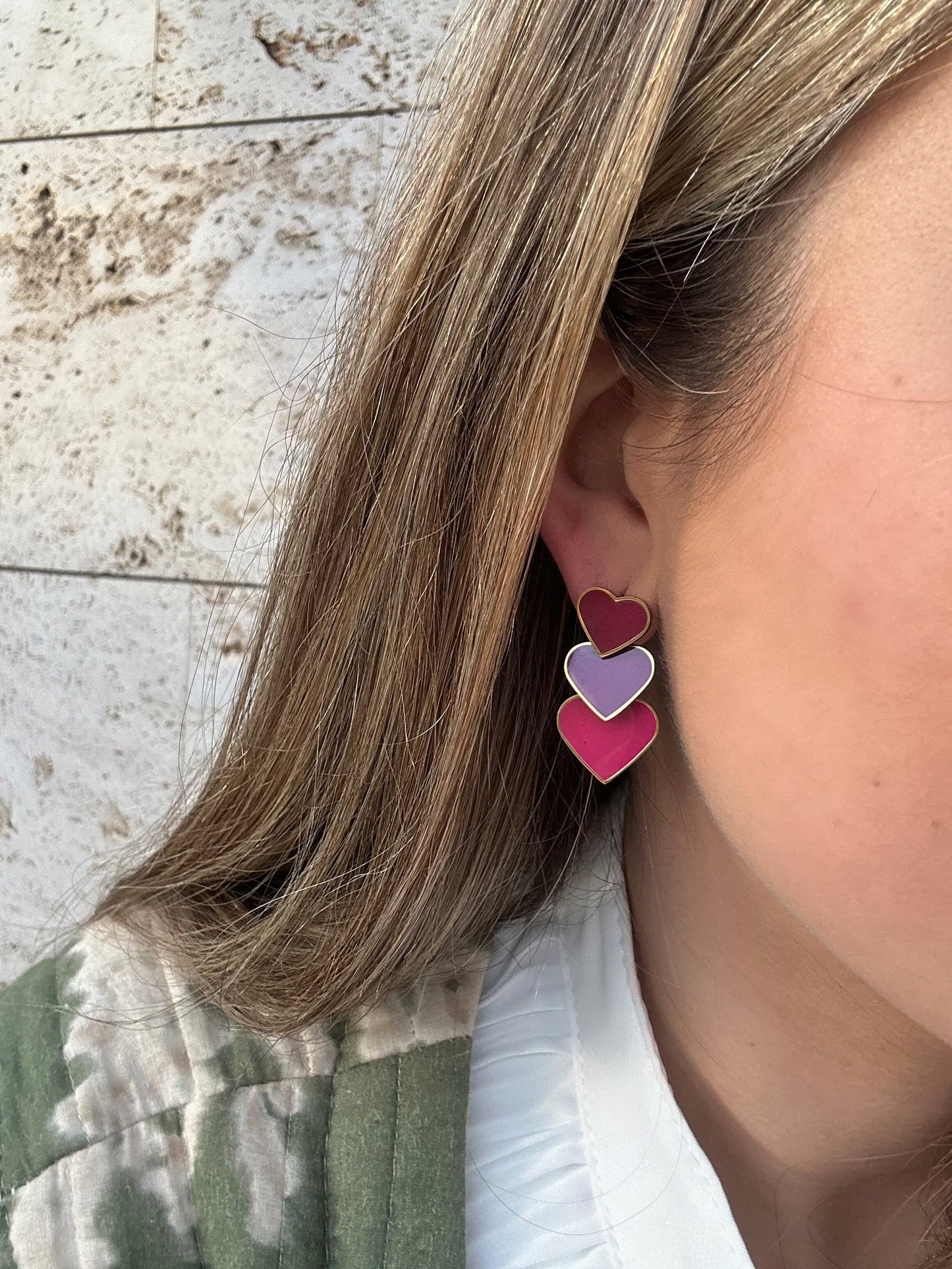 Pendientes Corazones Bicolor